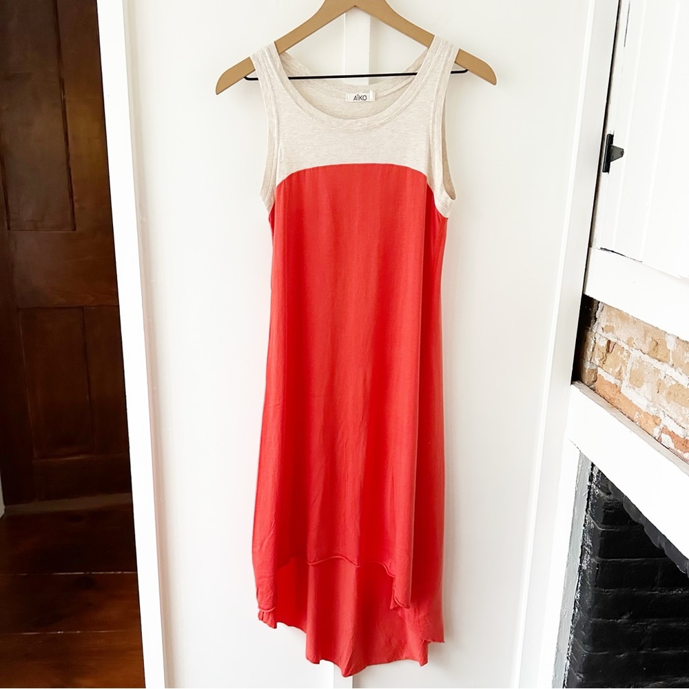 AIKO orange midi dress